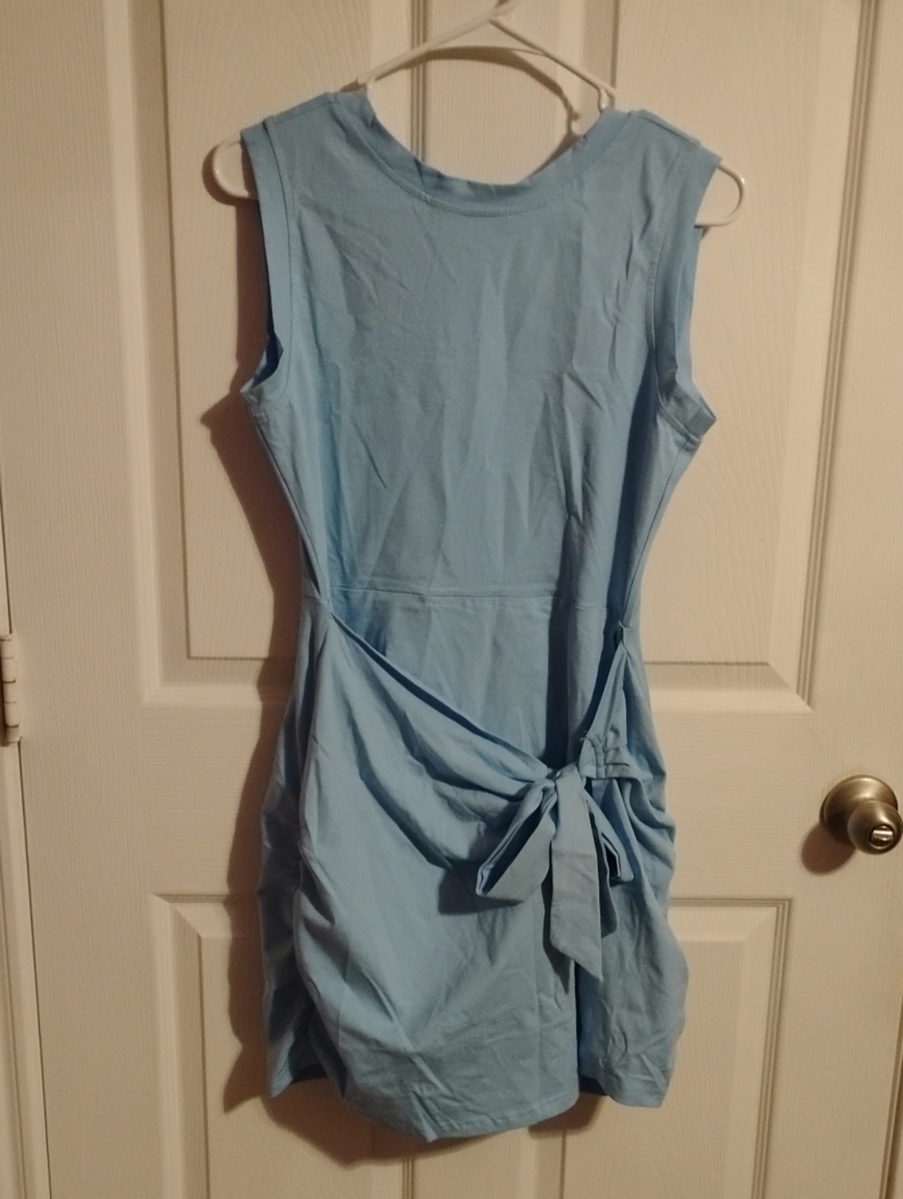 Sleeveless Light Blue Tie-Waist Athletic Romper